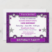 女の子の16歳の誕生日パーティー - ライセンスプレート 招待状 (裏面)