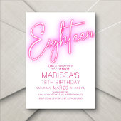 女の子の18歳のネオンピンクの誕生日 招待状