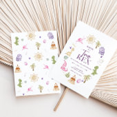 女の子の2歳の恐竜誕生日パーティー招待状 招待状