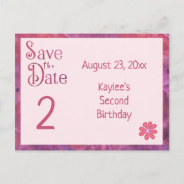 女の子の2歳の誕生日を記念して Save the Date 案内ポストカード