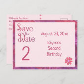 女の子の2歳の誕生日を記念して Save the Date 案内ポストカード (正面/裏面)