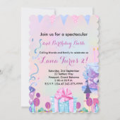 女の子の2歳の誕生日パーティー 招待状 (正面)