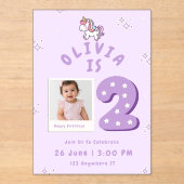 女の子の2歳の誕生日招待状 アクリル招待状 (正面)