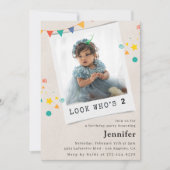 女の子の2歳の誕生日+写真招待状 招待状 (正面)