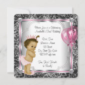 女の子の3歳の誕生日パーティー 招待状 (裏面)