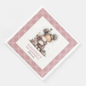 女の子の3歳の誕生日 面白い ピンクのナプキン (コーナー)