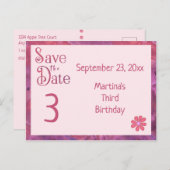 女の子の3歳誕生日を記念して Save the Date 案内ポストカード (正面/裏面)