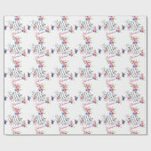 女の子の3番目の誕生日の花の名前バタフかわいらしライ ラッピングペーパー (フラット)