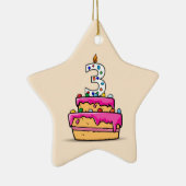 女の子の3rd誕生日、甘いピンクケーキの3つ セラミックオーナメント (右)