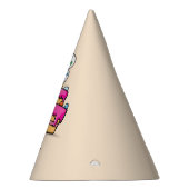 女の子の3rd誕生日、甘いピンクケーキの3つ パーティーハット (右)