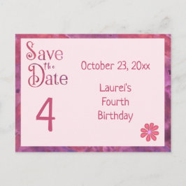 女の子の4歳の誕生日を記念して 案内ポストカード