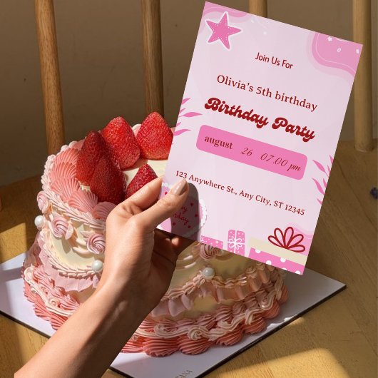 女の子の5歳の誕生日招待状 招待状