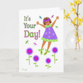 女の子の5x7折り カード (黄色い花)