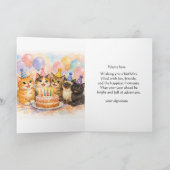 女の子の6歳の誕生日をお祝いする幻想的な水彩画のカード カード (内部)