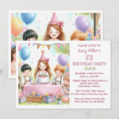 女の子の6歳の誕生日パーティーの招待状 招待状 (正面/裏面)