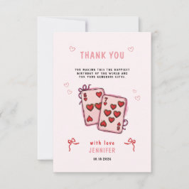 女の子の6歳7歳の誕生日パーティー、ピンクの6と7の子供パーティー サンキューカード