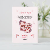 女の子の6歳7歳の誕生日パーティー、ピンクの6と7の子供パーティー サンキューカード (スタンド正面)