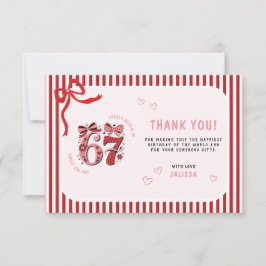 女の子の6歳7歳誕生日、ピンクの子供の7歳誕生日 サンキューカード