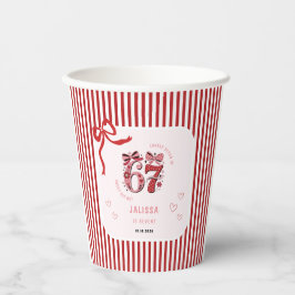 女の子の6歳7歳誕生日、ピンクの子供用7歳誕生日 紙コップ