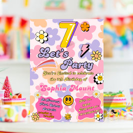 女の子の7歳の誕生日におすすめの花柄の招待状カード 招待状