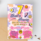 女の子の7歳の誕生日招待状 花のカード 招待状