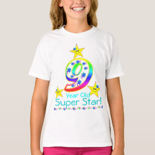 女の子の9歳児によってすごい星のワイシャツ Tシャツ