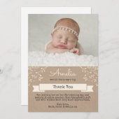 女の子の《キリスト教》洗礼式や命名式または洗礼のサンキューカード サンキューカード (正面/裏面)