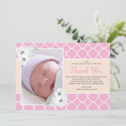 女の子の《キリスト教》洗礼式や命名式または洗礼のサンキューカード サンキューカード (スタンド正面)