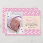 女の子の《キリスト教》洗礼式や命名式または洗礼のサンキューカード サンキューカード (正面/裏面)