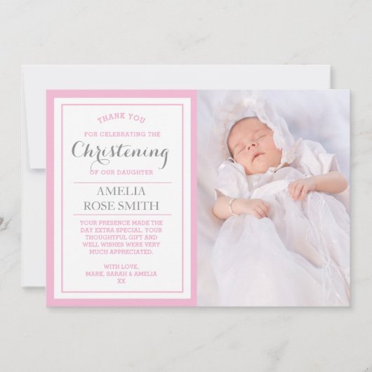 女の子の《キリスト教》洗礼式や命名式または洗礼のサンキューカード サンキューカード (正面)