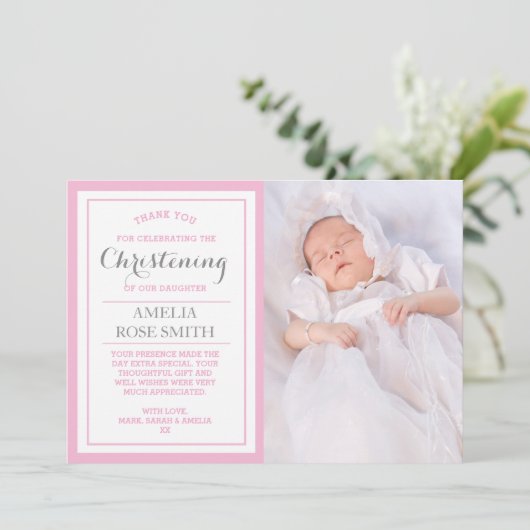 女の子の《キリスト教》洗礼式や命名式または洗礼のサンキューカード サンキューカード (スタンド正面)