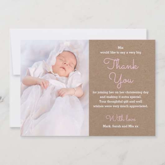 女の子の《キリスト教》洗礼式や命名式または洗礼のサンキューカード サンキューカード (正面)