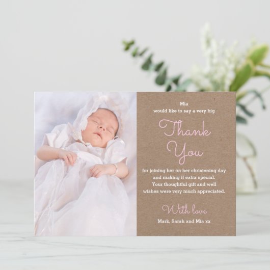 女の子の《キリスト教》洗礼式や命名式または洗礼のサンキューカード サンキューカード (スタンド正面)