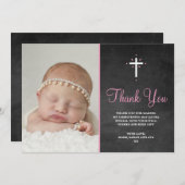 女の子の《キリスト教》洗礼式や命名式または洗礼のサンキューカード サンキューカード (正面/裏面)
