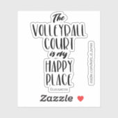 女の子の「バレーボールのコートは私の幸せな場所である」 シール (シート)