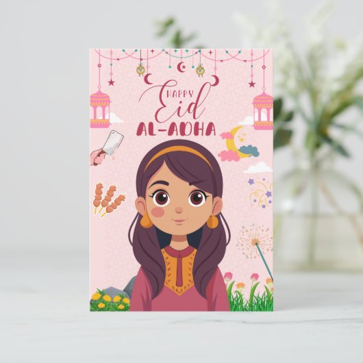 女の子の Eid ムバラク カード (スタンド正面)
