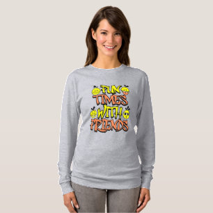 女の子の「Fun Times With Friends」ロングスリーブグラフィック Tシャツ