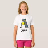 女の子のEmojiの誕生会のワイシャツのイニシャルA Tシャツ (正面フル)