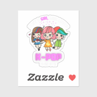 女の子のKギフトポップ・アートのを愛す10代のただの女の子 –  シール