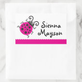 女の子のladybug名ホワイトピンクのidラベルシール 長方形シール (バッグ)