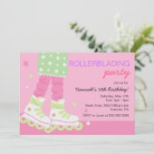 女の子のRollerbladingのバースデーパーティ招待状 招待状 (スタンド正面)