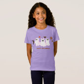 女の子のTシャツ | 写真を撮るかわいいゴースト Tシャツ (正面フル)