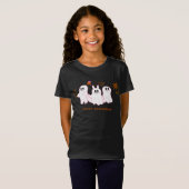 女の子のTシャツ | 写真を撮るユーモアのあるゴースト Tシャツ (正面フル)