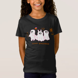 女の子のTシャツ 写真を撮るユーモアのあるゴースト Tシャツ