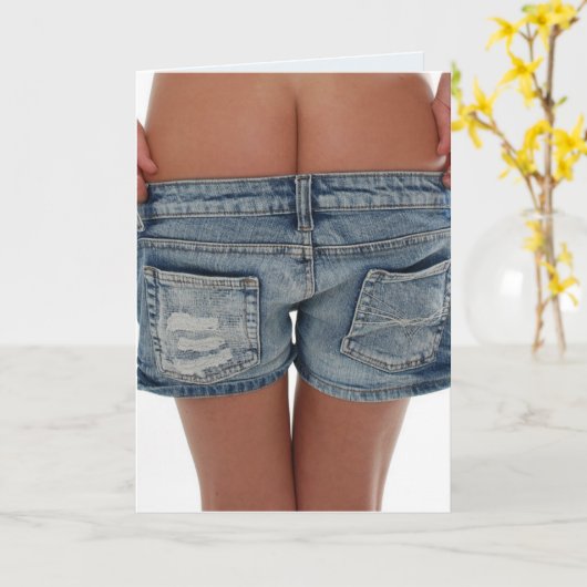 女の子はあなたをモーニング(お尻)おもしろい誕生日カード カード (黄色い花)