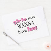 女の子はおもしろいだ！シール 楕円形シール (封筒)