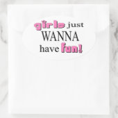 女の子はおもしろいだ！シール 楕円形シール (バッグ)