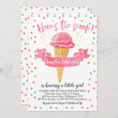 女の子はこちらスクープ赤ちゃんシャワー招待状 招待状 (正面/裏面)
