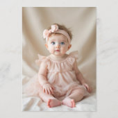 女の子はただひとつの写真の弓 1歳の誕生日 招待状 (裏面)