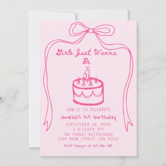 女の子はただひとりになりたいの ファーストバースデー 招待状 (正面)
